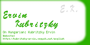 ervin kubritzky business card